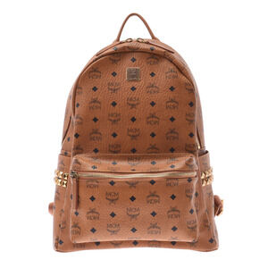 MCM Studded Cognac Calfskin Backpack